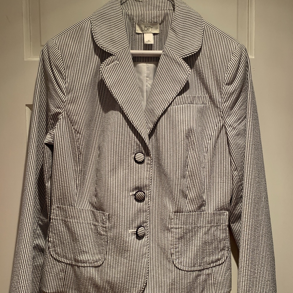 LOFT Seersucker Stripe Blazer